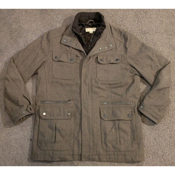 Michael Kors Wool Blend Field Military Jacket Brown Men's XL - Picture 1 of 7